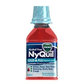 Click here to buy Vicks Alcohol Free Nyquil Cold and Flu Multi-symptom, Night time Relief Liquid, Soothing... by Vicks.