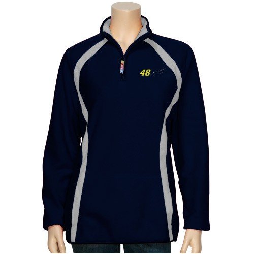 Jimmie Johnson Ladies Navy Blue Checkered Future 1/4 Zip Fleece Pullover