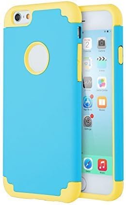 iPhone 6s Case, HotSeeS Thin Silicon Case Cover for iPhone 6 &amp; 6s, Dual Layer Protection, 4.7 inch (Blue Yellow)