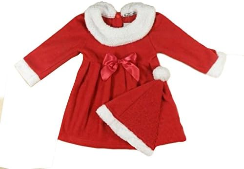Baby Girls Holiday Santa Photo Prop Costume Dress and HAT 2-piece Outfit (90/12-18 Months)