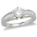 14k White and Yellow Gold Filigree 6-Prong Round Diamond Engagement Ring w/ Channel-Set Baguettes (1/2 ct, .82 cttw, G-H Color, SI2-I1 Clarity)