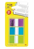 Produkt-Bild: Post-it Index Standard transparentes Etui, Farben: lila, blau, gr&uuml;n, 25,4 x 43,2 mm, 3 x 20 Haftstreifen/Etui