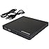 COOLEAD- Black Ultra Slim USB External CD-ROM Drive x24 and DVD ROM Drive x8 + Microfiber Cloth
