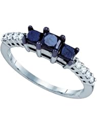 0.98CTW BLACK DIAMOND 3 STONE RING