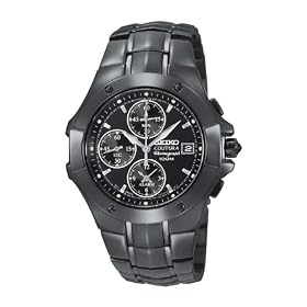 Click here to buy Seiko Wrist Watches - Seiko Mens Coutura Alarm Chronograph Black Ion Plated Date Bracelet Watch by Seiko.