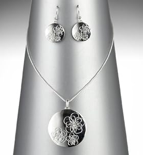 Silver Plated Ditsy Disc Necklace 