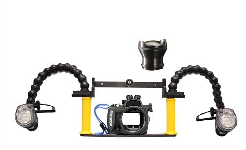 Aquatica housing for Sony NEX-5N w/18-55mm lens w/ Dual YS-01 Strobes on BTS Tray