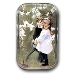 Garden Study of Vicker's Children - Rectangle Glass Paperweight (2-1/2" x 4" x 1")