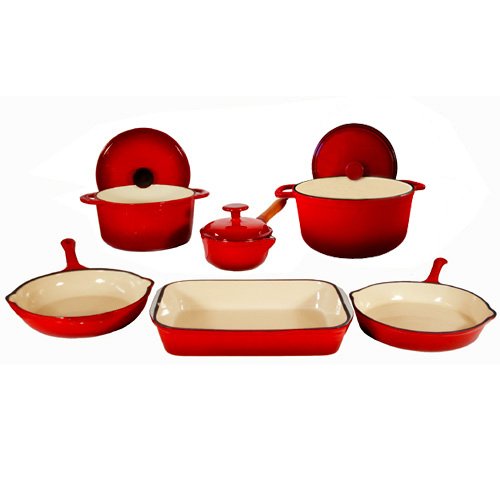 FancyCook 9-Piece Enamel Cast Iron Red Cookware Set - Spring Super Sale! product image
