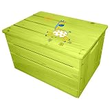 Kids Patio Toy Chest 15016 - Non-toxic Stained Fir, Indoor / Outdoor, for ages 2 to 5, Free Drawing Book