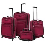 Fashion 4-piece Spinner Luggage Set Color: Maroon
