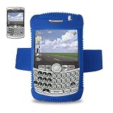 New Fashionable Perfect Fit Soft Silicon Gel Protector Skin Cover (Faceplate/Snap On) Rubber Cell Phone Case with Sports Armband for RIM Blackberry Curve 8330 MetroPCS,Sprint,US Cellular,Verizon - Navy