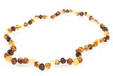 Magnetic Clasp Amber Teething Necklace – Baroque Style Multi Coloured Amber