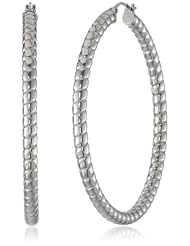 Stainless Steel Textured Hoop Earrings