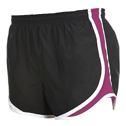 Black and Fuschia Pink jersey white side stripe sport velocity shorts elastic waist