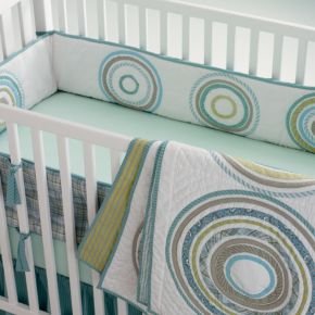Baby Crib Bedding: Baby Crib Blue Comtemporary Appliqued Circle Crib Bedding