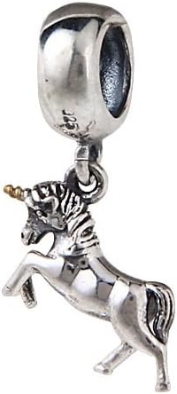 Everbling Unicorn Dangle Authentic 925 Sterling Silver Charm Bead Fits Pandora Chamilia Biagi Troll Charms Europen Style Bracelets