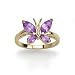 Yellow Gold Overlay Sterling Silver Amethyst w/ Diamond Accent Butterfly Ring
