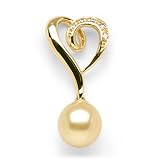 South Sea Golden Pearl Pendant with Diamond in 14K Yellow Gold