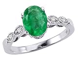 1.21 cts Genuine 8x6 Emerald and Diamond Ring - 14kt White or Yellow Gold