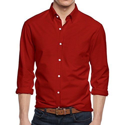 HB Men's Extra Slim Fit Casual Plain Long Sleeve Shirt