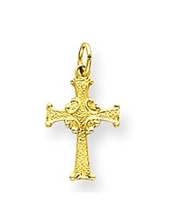 14K Yellow Gold Celtic Cross Charm Pendant Jewelry