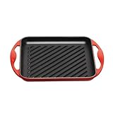 Le Creuset Enameled Cast-Iron 9-1/2-Inch Square Skinny Grill Pan, Cherry