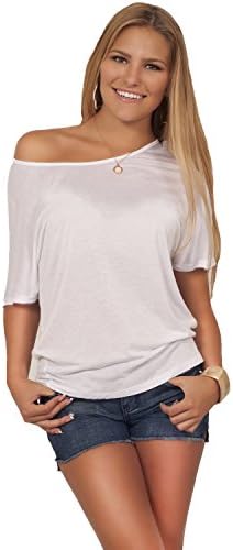 Juniors Relaxed Loose Fitted Round Neck Short Sleeve Trendy Casual Blouse Top