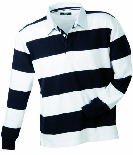 James & Nicholson Herren Langarm Polo Shirt Rugby Striped, navy/white, L, JN099 nywh Preisvergleich