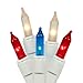 Set of 100 Red, Clear Frosted & Blue Patriotic 4th of July Mini Christmas Lights - White Wire