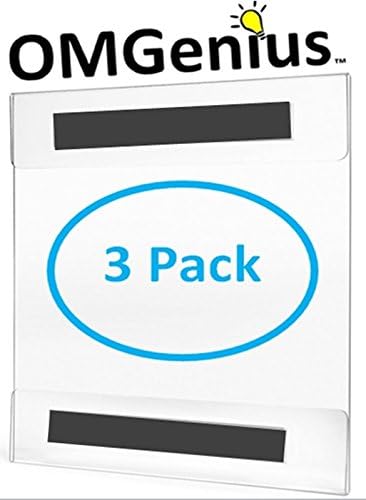 Acrylic Picture Frame/ Sign Holder + Strong Magnetic Strips, Easy Installation (Vertical/Horizontal), 8.5" X 11" 3 Pack No Drilling
