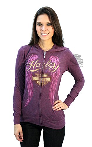 Harley-Davidson Womens Purple Angel Wings Hooded Long Sleeve