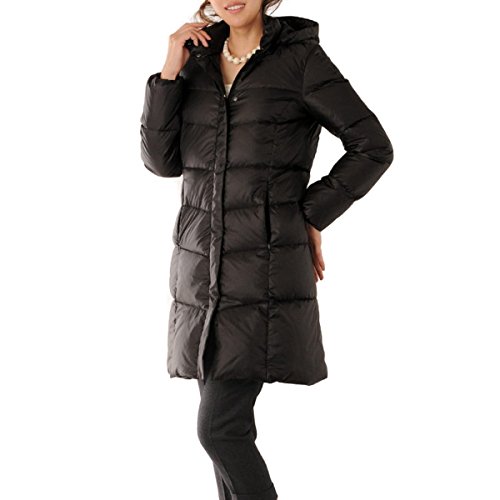 ダウンコート レディース フランスダウン90% フォックスファー フード付き 7A号 ブラック 黒