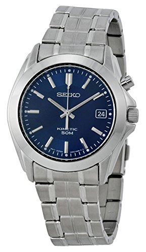 Seiko Kinetic Blue Dial Stainless Steel Mens Watch SKA267P1