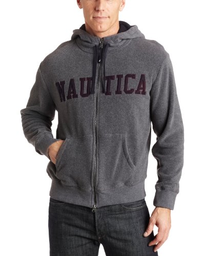 Nautica Men's Graphic Zip Hoodie, Graphite Heather, 