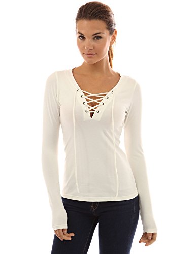 PattyBoutik Women's V Neck Lace Up Top