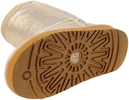 MILANAO Christmas Kids Cowhide Fluff Slip Resistant Snow Boots(12.5 M US Little Kid,golden)
