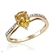 Ring With 1.20ctw Precious Stones - Genuine Beryl and Clean Diamonds Beautifully Designed in Yellow 