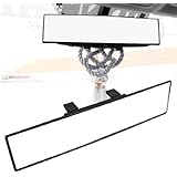 iJDMTOY Universal Fit JDM 300mm 12" Wide Flat Clip On Rear View Mirror For Car SUV Van Truck, etc