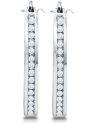 0.25 cttw. Diamond Earrings Fashion Hoops 10K White Gold
