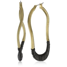 Kenneth Cole New York Hematite Wrapped Hoop Earrings