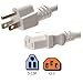 AC Power Cord 5-15P to C13 - 10 Foot, White, 10A/125V, 18/3 AWG - Iron Box Part # IBX-6012-10M