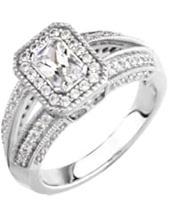 Ann Harrington Jewelry 14k White Gold 1/2 Ct Tw Diamond Semi Mount Ring, 5x3 (for 1/4 Ct) & 6x4 (for 1/2 Ct) Emerald Cut Setting