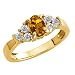 0.74 Ct Oval Orange Tourmaline and White Diamond 14k Yellow Gold Ring