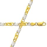 14k Two-Tone Tiger Eye Link Chain Necklace 4.4mm, 1.01 gr/inch (20, 22, 24)