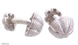 Cufflinks, 'Silver Mushrooms' 0.6 W 0.9 L