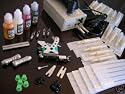 TWO FRAMES TATTOO MACHINE KITS WITH NEEDLES, TUBES, POWER, INK AND MORE