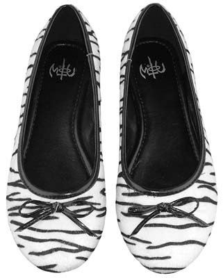 NOTW (Not Of This World) Women's Jungle Zebra Ballet Flat Shoes with Bow Accent