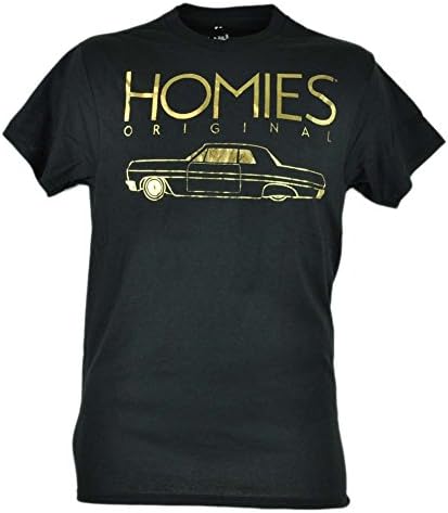 Homies Original Mens Adult Black Gold Tshirt Gangster Graphic Urban Tee Large