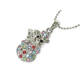 White Gold Plated Crystal Snowman Necklace Jewelry